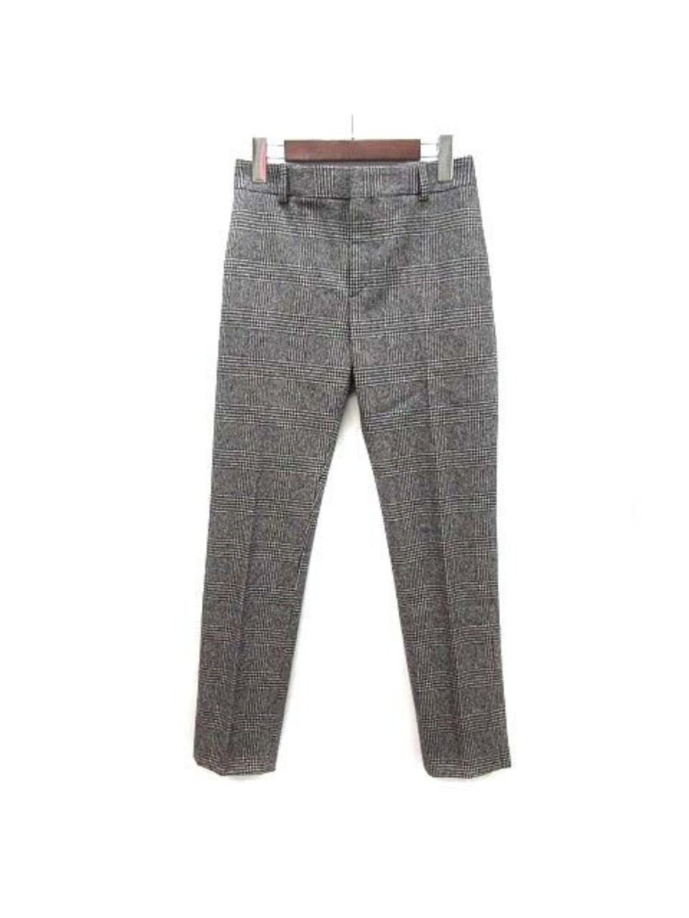 Saint Laurent Paris Glen Check Wool Tapered Trousers Pants Notac Gray